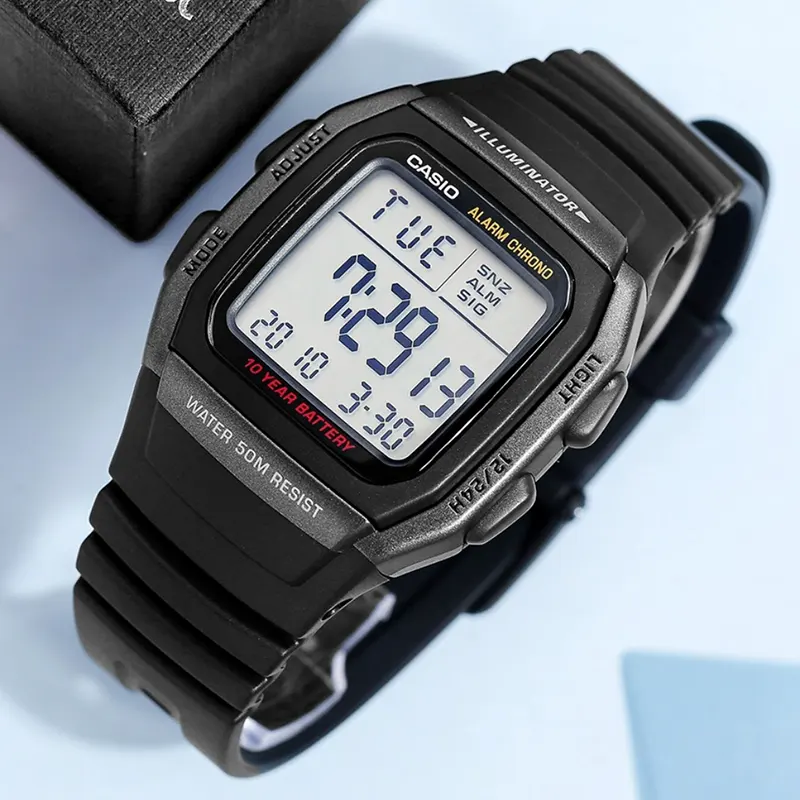 Casio Digital Grey Dial Black Resin Men's Watch- W-96H-1BVDF